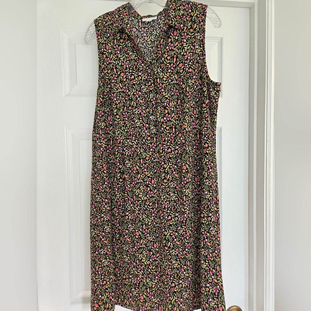 J. Jill Black and Pink Patterned Midi Dress